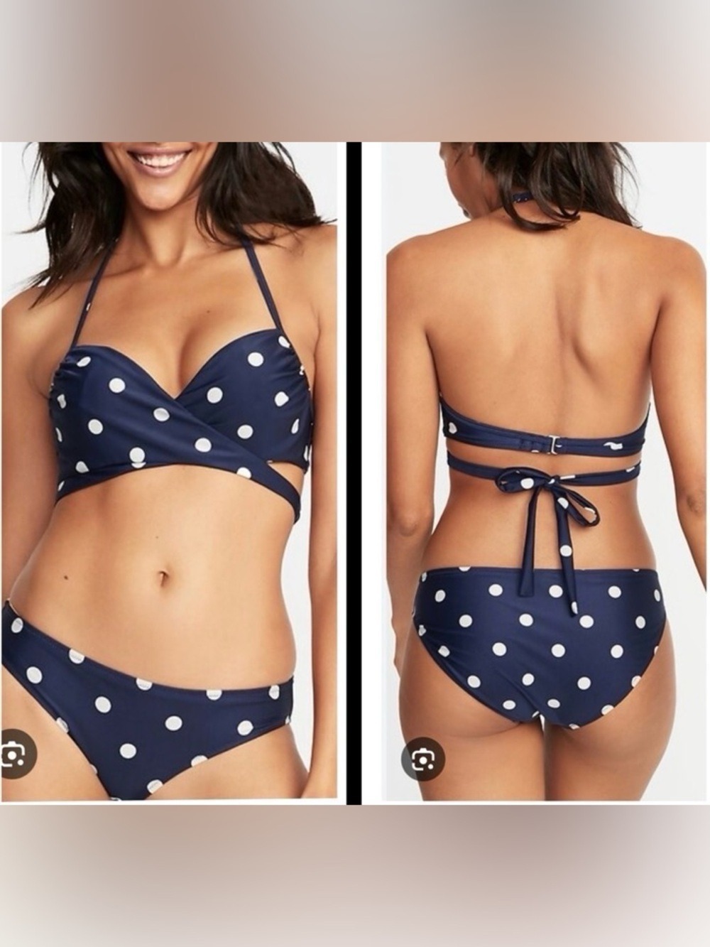 Old Navy - Navy & White Polka Dot Bikini - Size XL